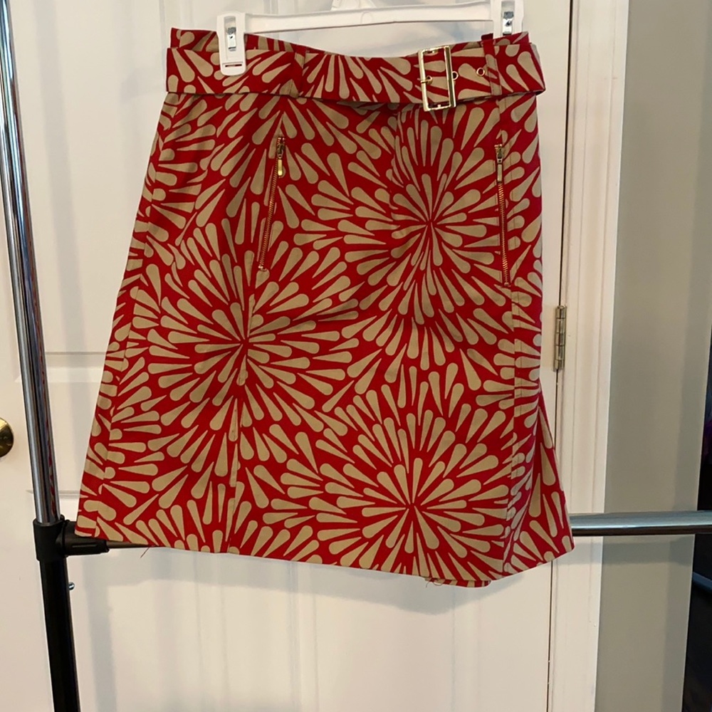 Red and tan skirt